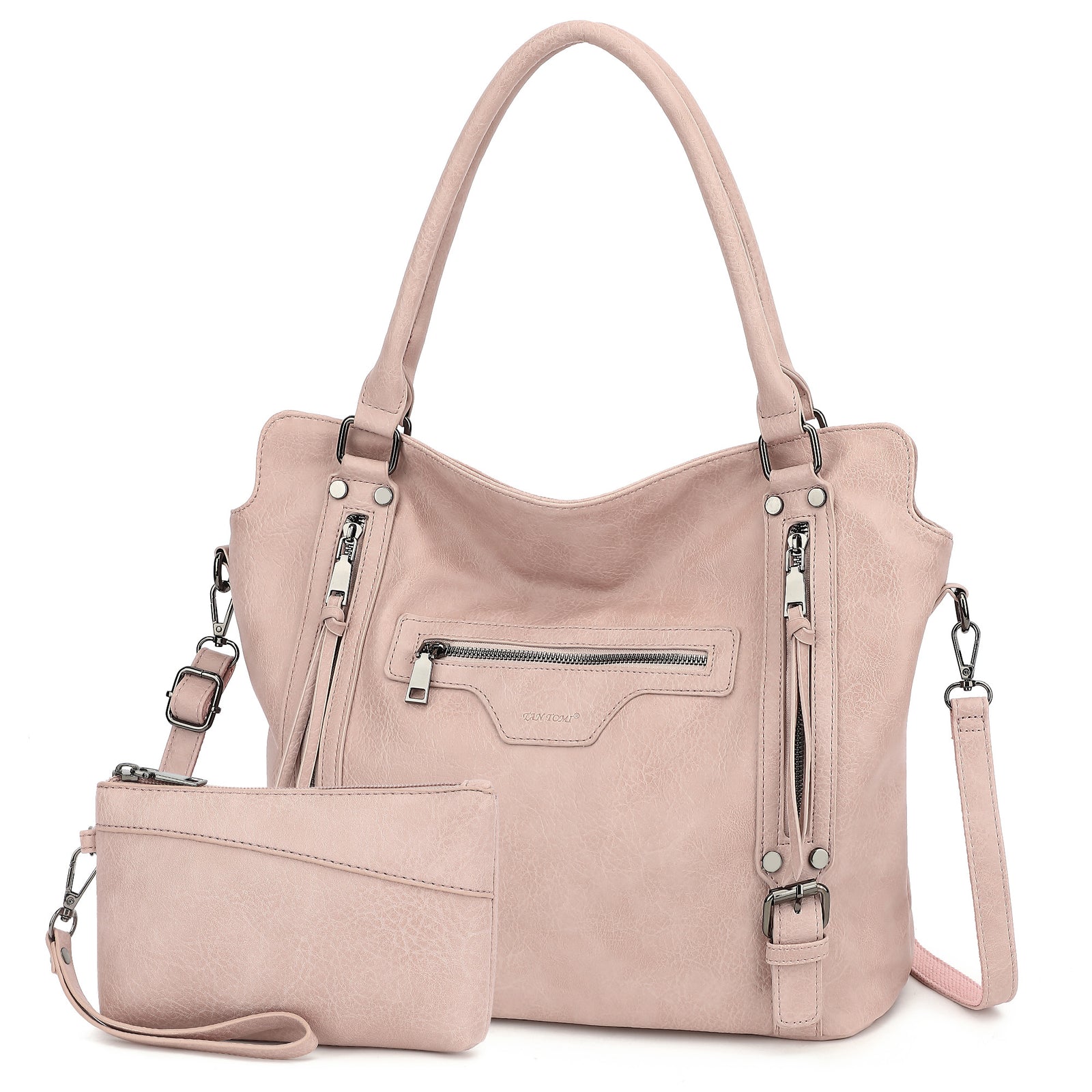 Sac Cabas Femme Vintage en Cuir Premium avec Pochette Assortie – Grand Sac Élégant