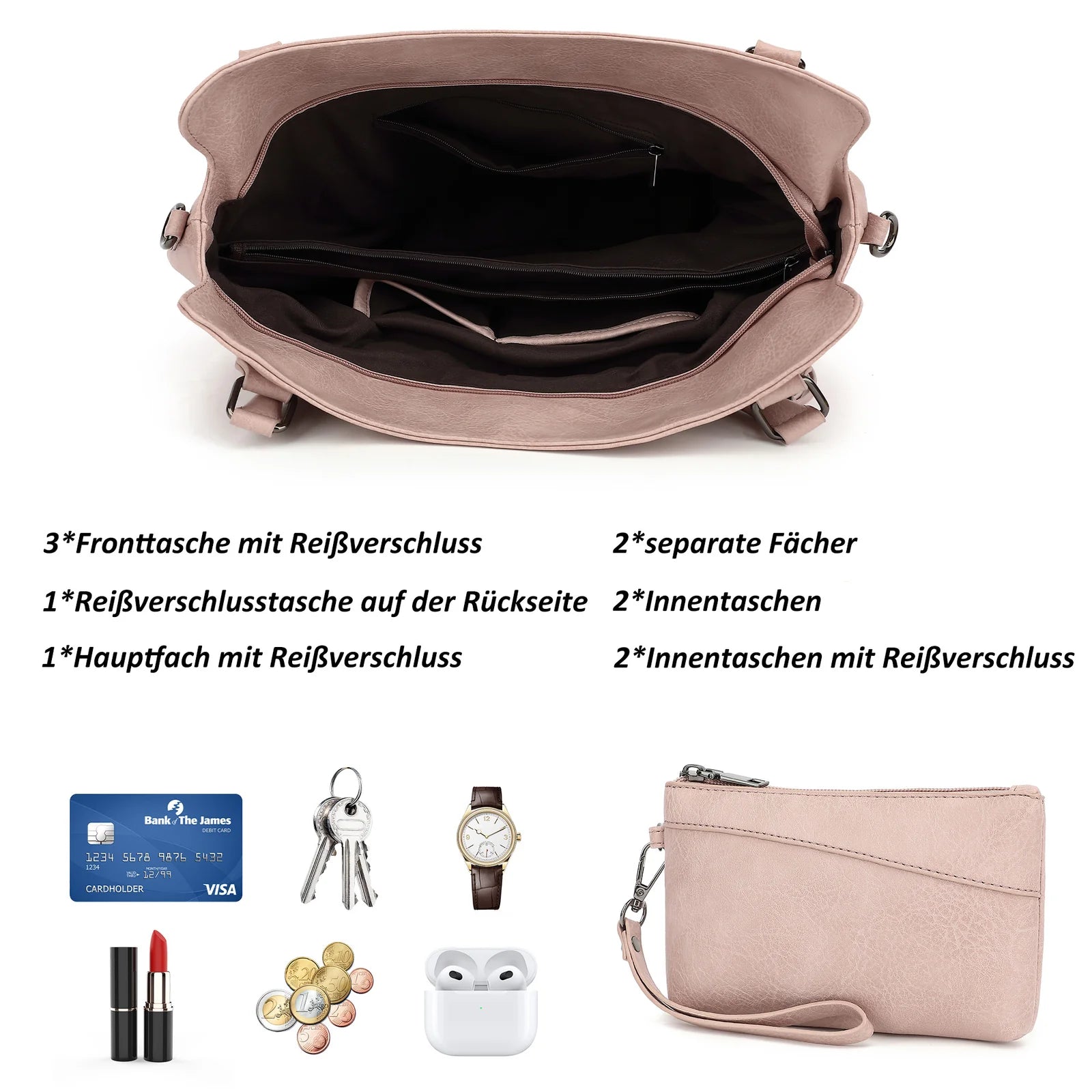 Sac Cabas Femme Vintage en Cuir Premium avec Pochette Assortie – Grand Sac Élégant