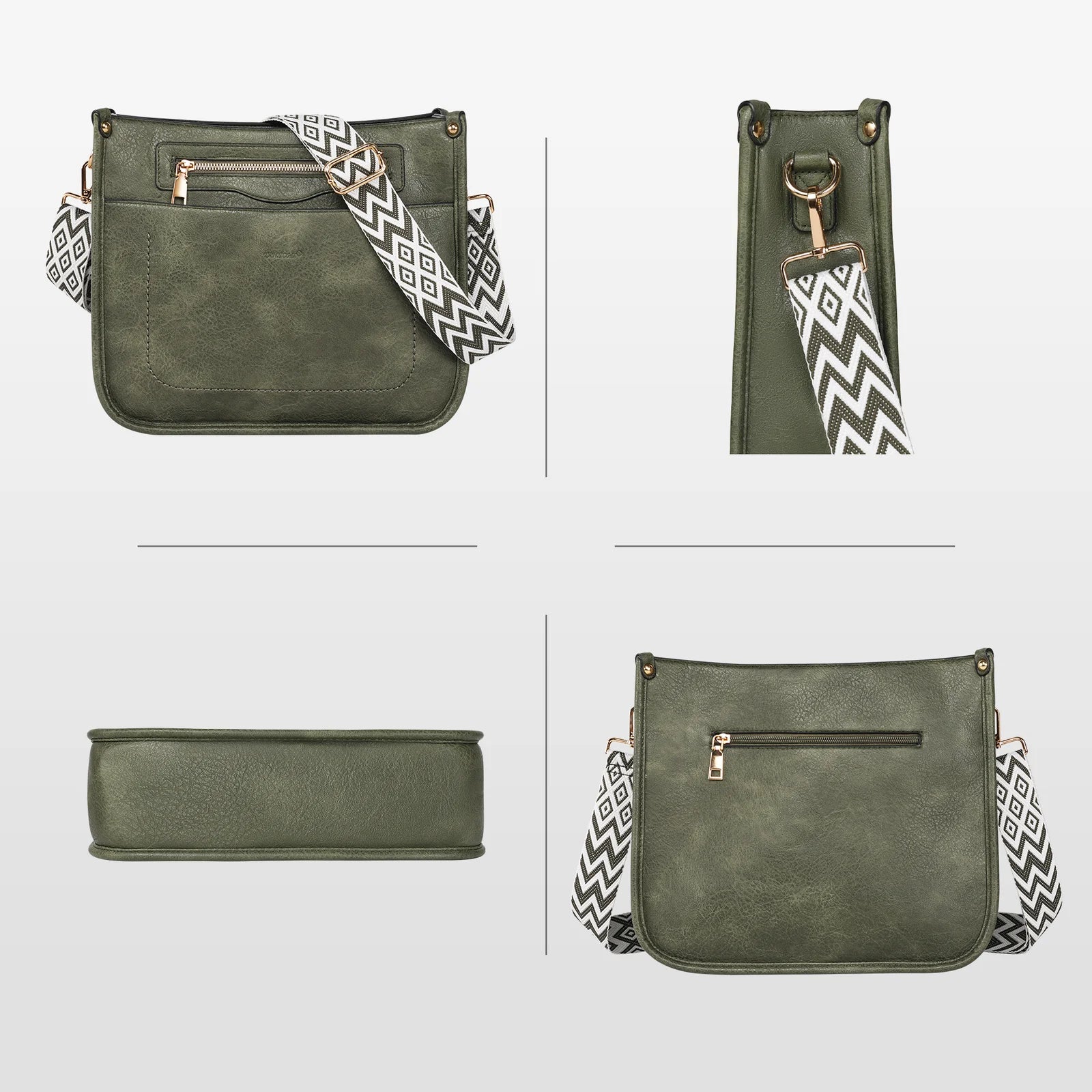 Sac Bandoulière Femme en Cuir Vintage avec Pochette Assortie – Élégance au Quotidien