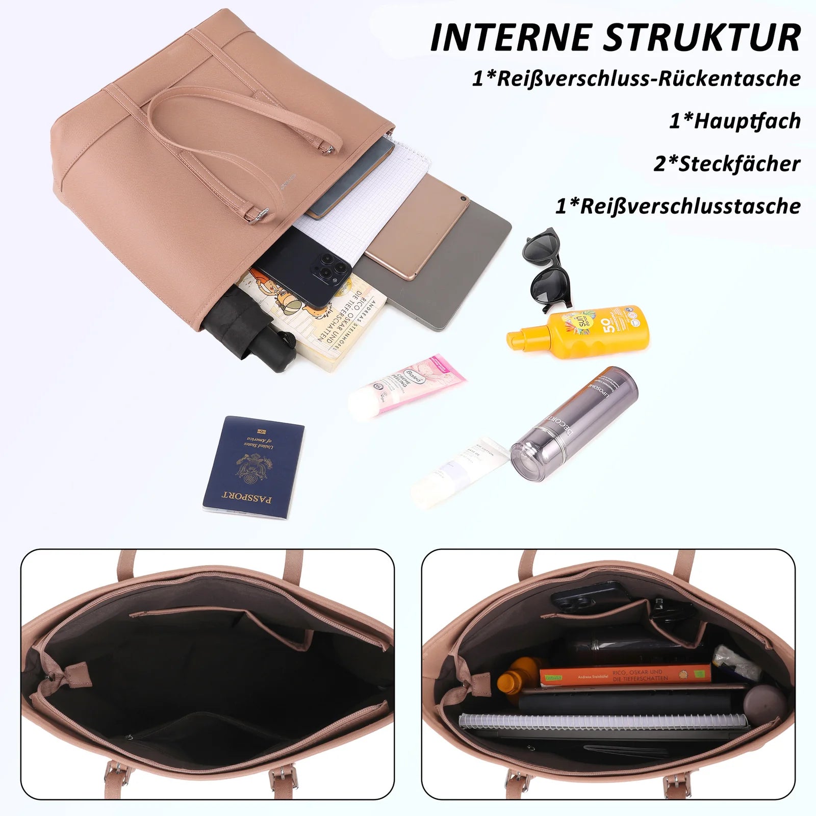 Sac Tote Élégant en Cuir Saffiano – Modèle Femme Chic et Spacieux