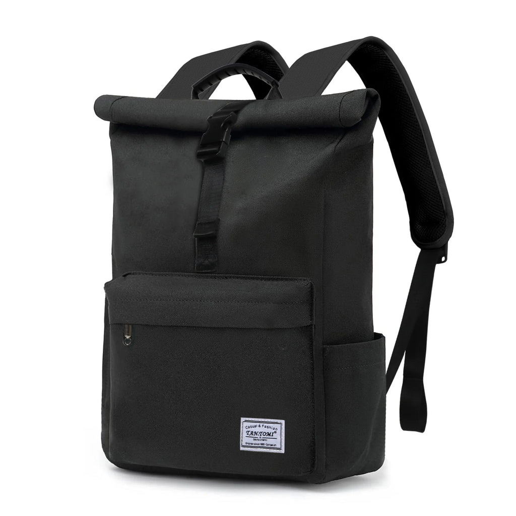 Sac à Dos Roll Top Urbain Noir – Sac Ordinateur Étanche et Pratique pour le Quotidien